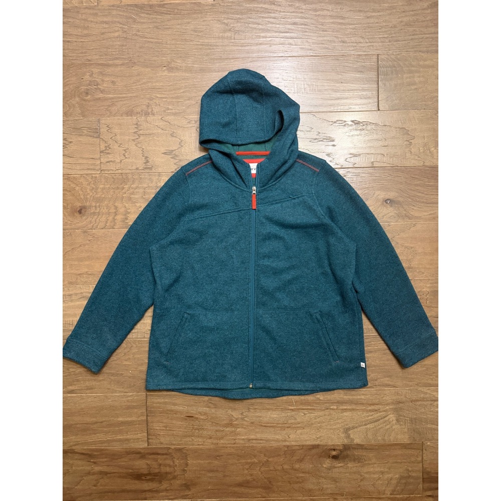 Orvis Hoodie Women XL Teal Blue Wool Blend Full Zip Heathered Outdoor Sweater
